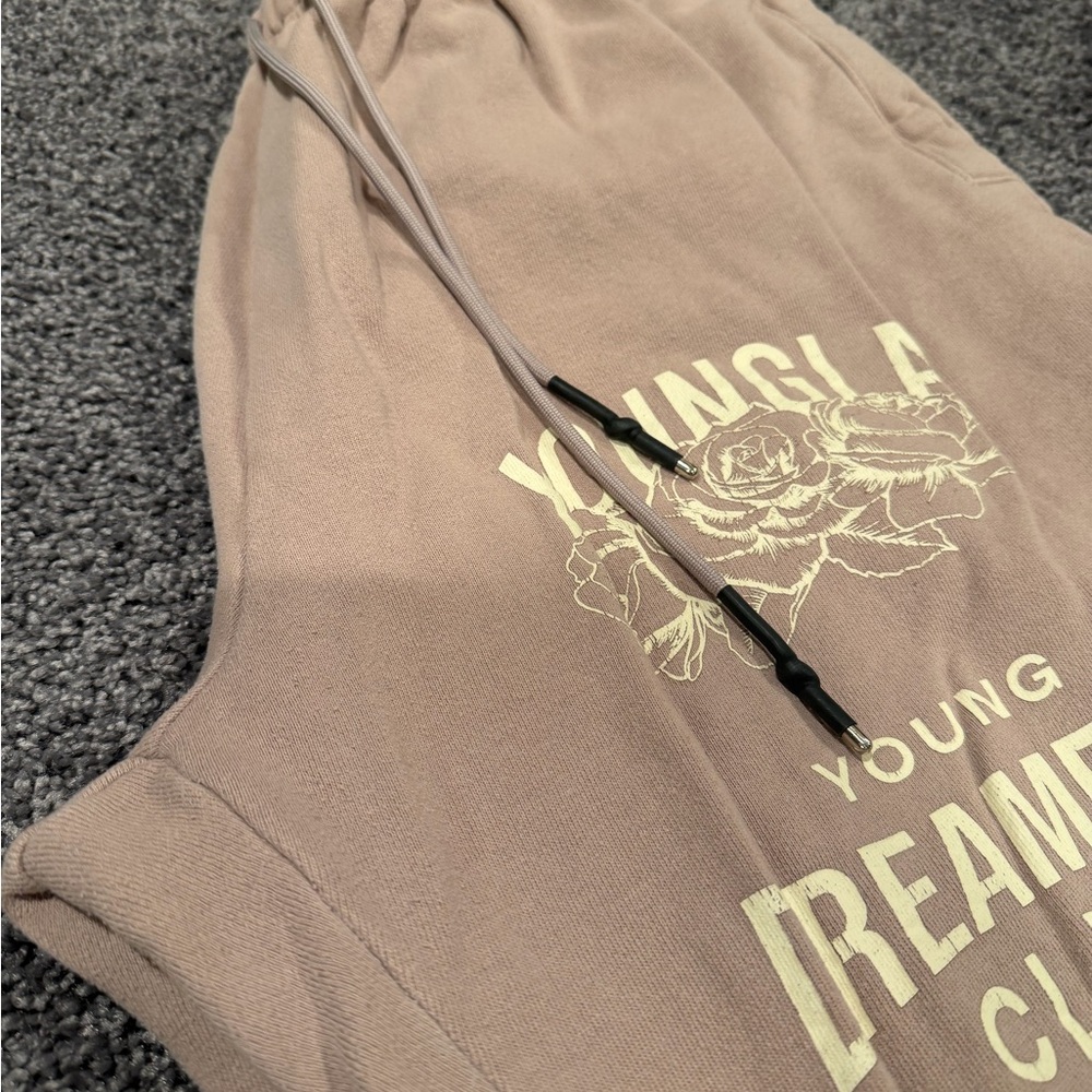YoungLA Dusty Mauve Joggers Dreamers Club Sweatpants Unisex Size L Fleece - Picture 7 of 11
